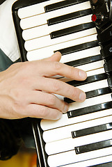 Image showing Musician hand playing accordion