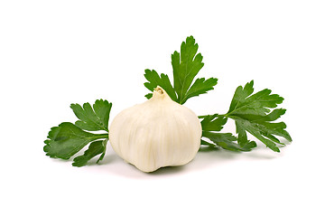 Image showing garlic with green parsley