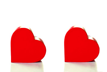 Image showing Two red hearts isolated