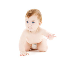 Image showing crawling baby boy in diaper