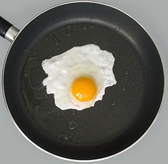 Image showing Fried eggs on a frying pan