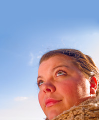 Image showing Beauty - Close up Portrait of a woman looking up 