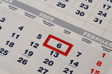 Image showing Calendar sheet