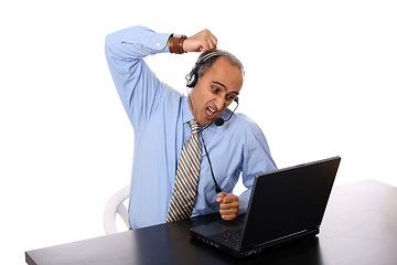 Image showing agressive man in a call center