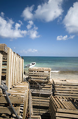 Image showing fishing boat panga lobster traps nicaragua