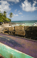 Image showing fishing boat panga lobster traps nicaragua