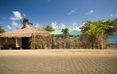 Image showing thatched roof buiilding corn island nicaragua