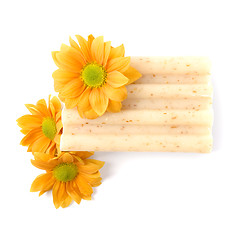 Image showing natural soap and flowers