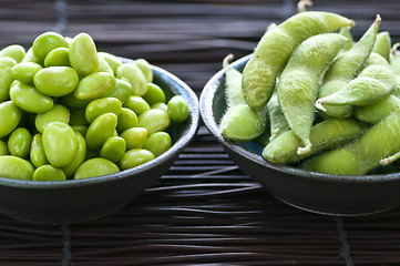 Image showing Soy beans in bowls