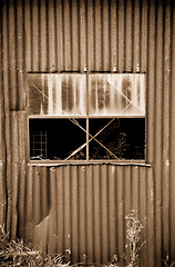 Image showing old rusty metal tin shed