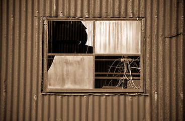 Image showing old rusty metal tin shed