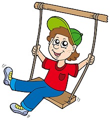 Image showing Boy on swing