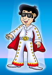 Image showing Cartoon Elvis impersonator on stage