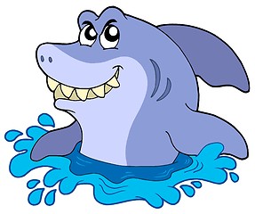 Image showing Cartoon shark in water