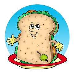 Image showing Cartoon sandwich on plate