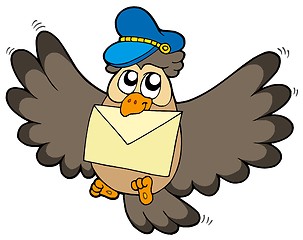 Image showing Owl postman with letter