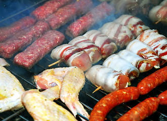 Image showing Meat on barbecue