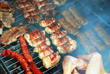 Image showing Meat on barbecue