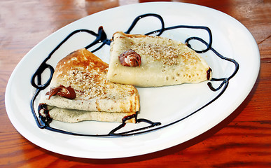 Image showing pancakes with chocolate