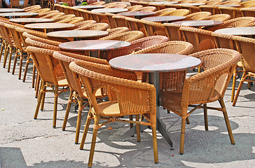 Image showing chairs and tables in row