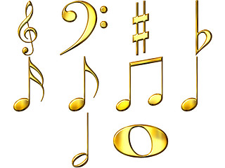 Image showing 3D Golden Music Notes