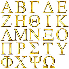 Image showing 3D Golden Greek Alphabet