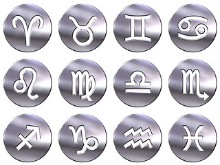 Image showing 3D Silver Zodiac Signs