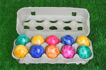 Image showing Colorful dyed easter eggs