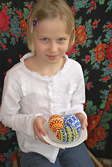 Image showing girl with easter eggs