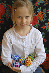 Image showing girl with easter eggs