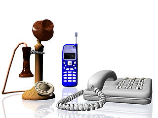 Image showing Old and new telephones