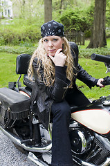 Image showing woman on motorcycle