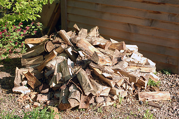 Image showing Stack of fire wood.