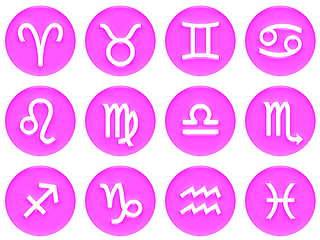 Image showing 3D Pink Framed Zodiac Signs