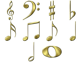 Image showing 3D Golden Music Notes