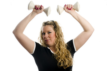 Image showing woman exercise with dumbells