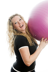 Image showing woman with fitness ball