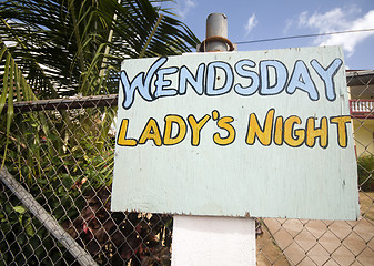 Image showing ladies night sign corn island nicaragua