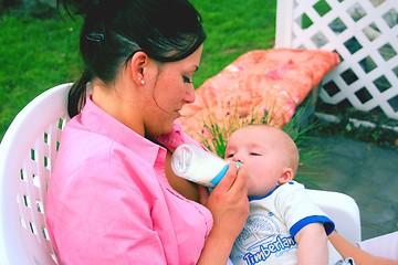 Image showing Young mother with baby