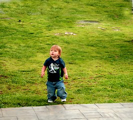 Image showing Baby playing outside