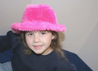 Image showing Cute little girl in pink hat