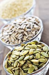 Image showing Pumpkin sunflower and sesame seeds