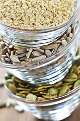 Image showing Pumpkin sunflower and sesame seeds