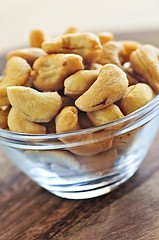 Image showing Cashew nuts in glass bowl