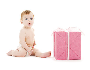 Image showing baby boy with big gift box