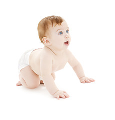 Image showing crawling baby boy in diaper