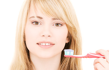 Image showing happy girl with toothbrush