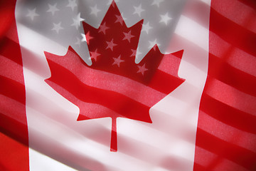 Image showing American and Canadian flags