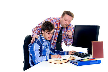 Image showing Teenager student doing homework