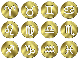 Image showing 3D Golden Zodiac Signs